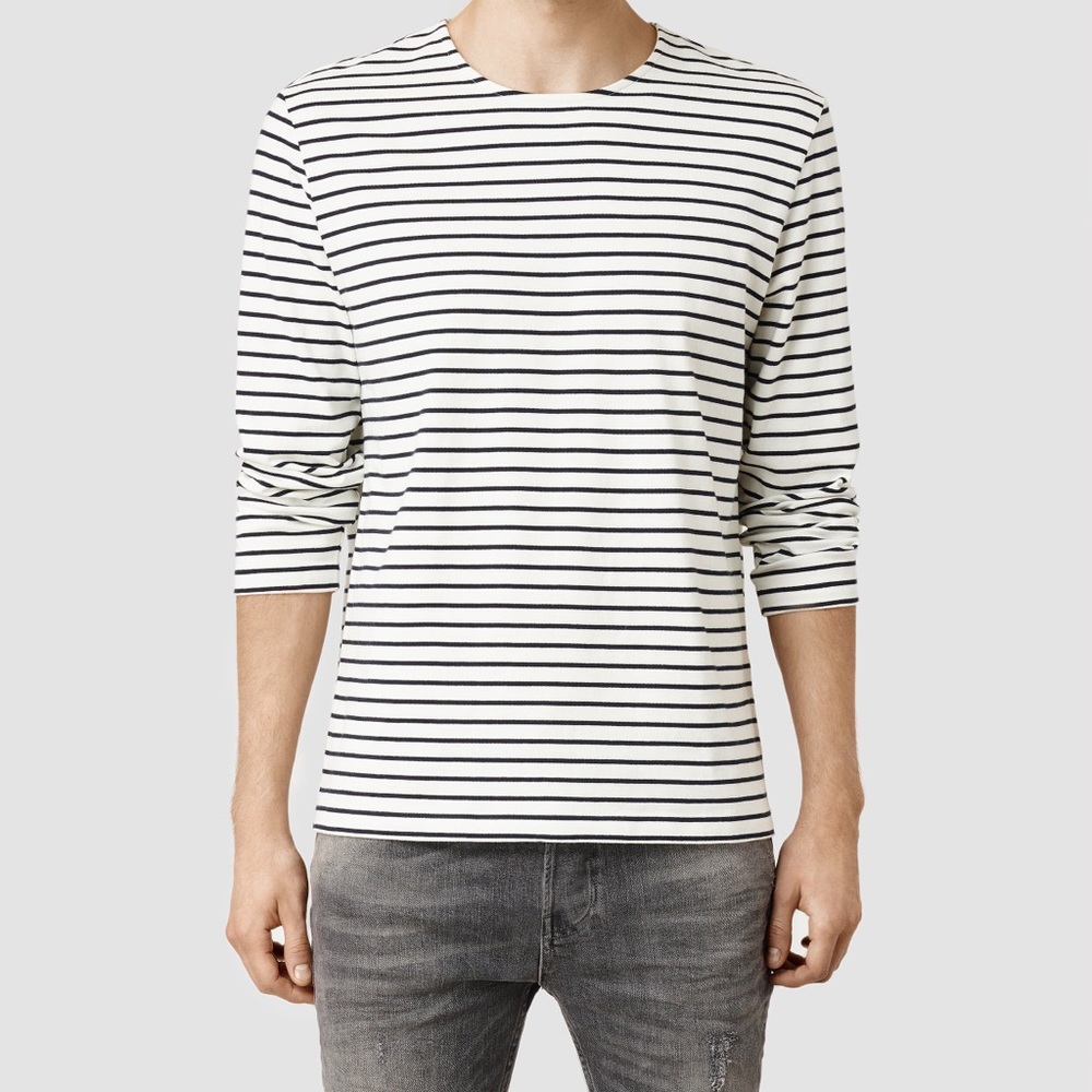All Saints Alanim Long Sleeve  Striped Crew